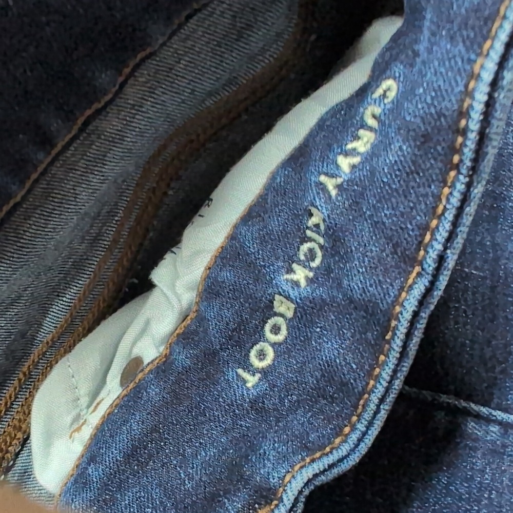American Eagle Curvy Kick Boot Jeans Womens 12 Short Blue Medium Wash Stretch - Picture 4 of 13